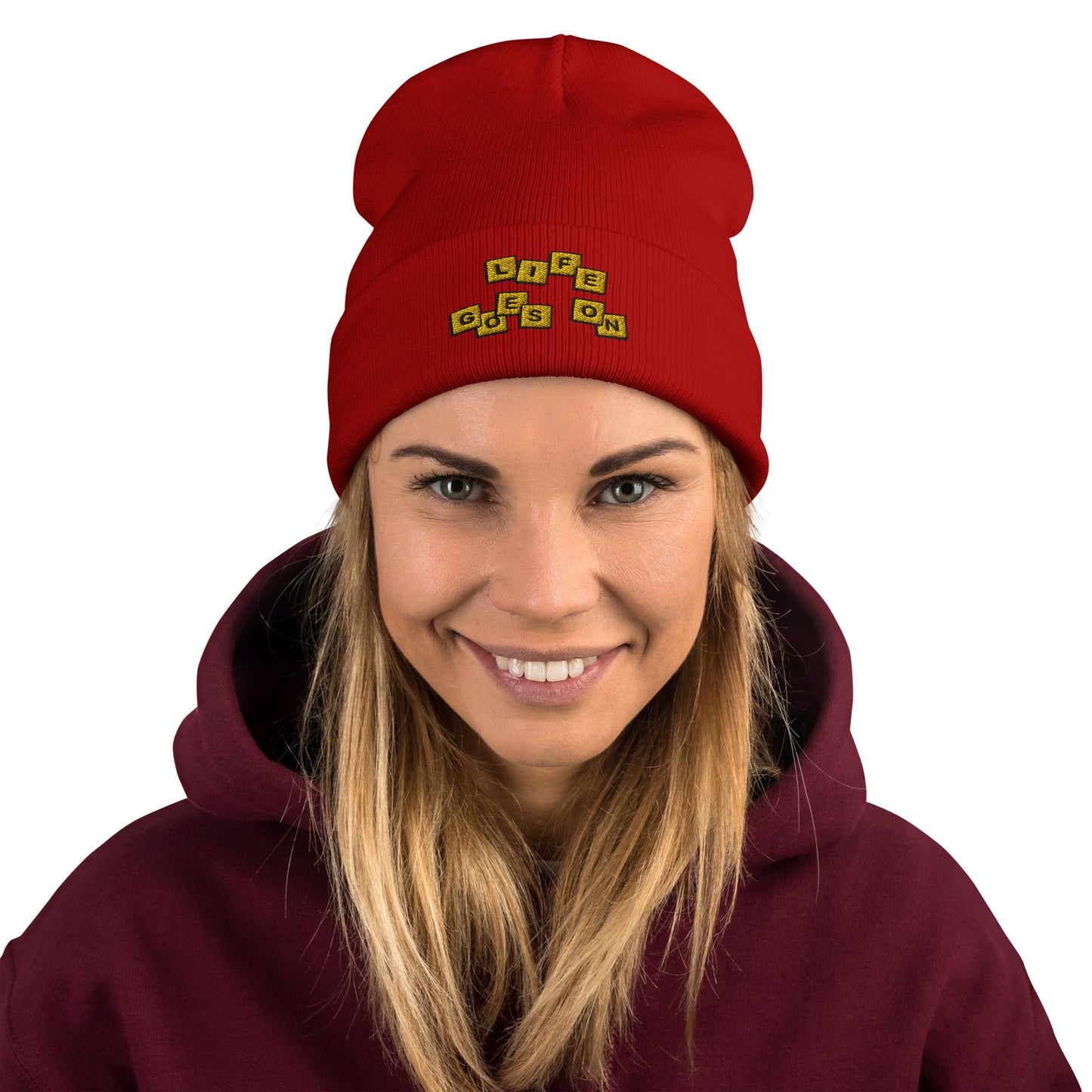 Embroidered Beanie - Life Goes On