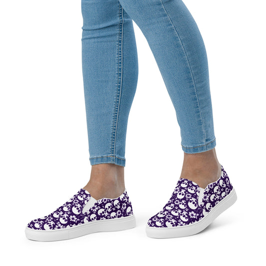 (US Sizes) Women’s Slip-On Canvas Shoes - Memento Mori (Purple)
